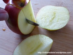 slicing an apple